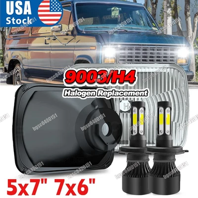 compatível com Ford E-100 E-150 E-250 E-350 Econoline 5x7 7x6 farol de LED feixe alto baixo - Imagem 1 de 4