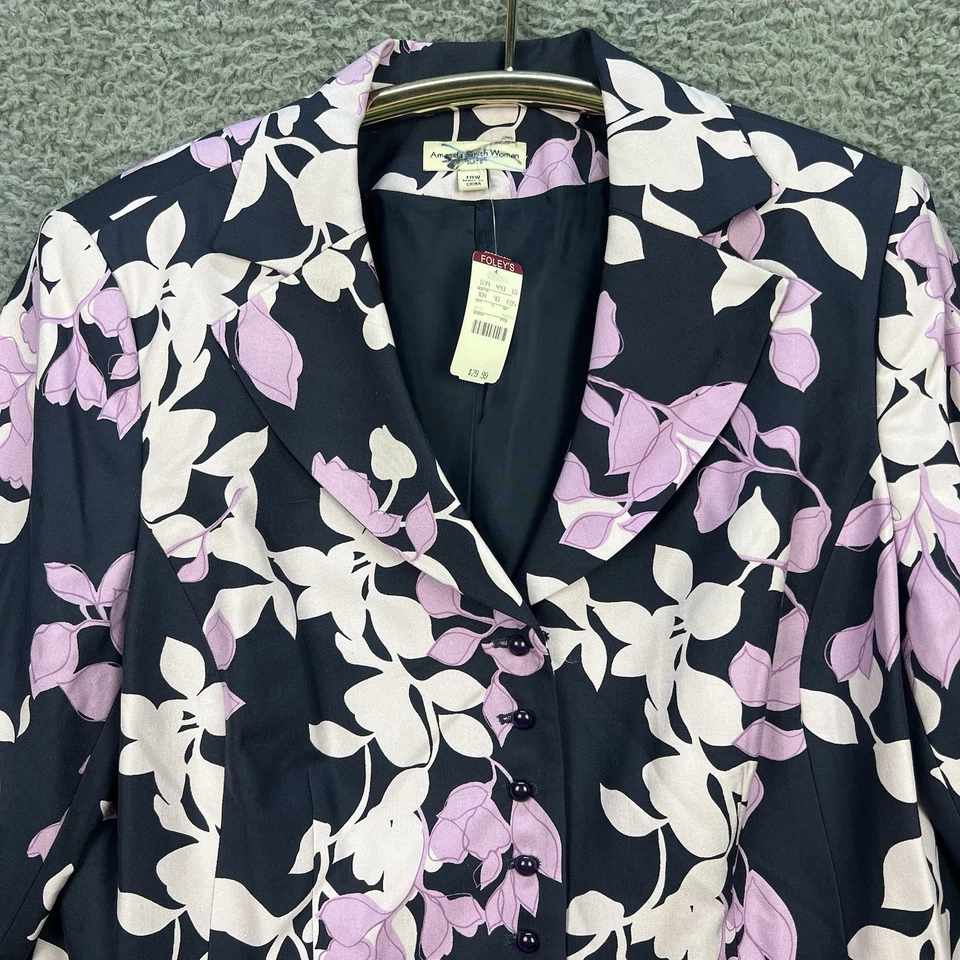 NEW Amanda Smith Woman Floral Blazer 18W 100% Silk Full Button 3/4 Sleeve VTG 90 - Image 1 of 4