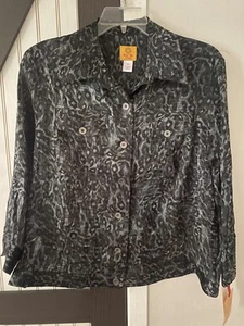 Women's Lightweight Jacket, Metallic Animal Print, Black/Silver 16- Ruby Rd NWT - Picture 1 of 9