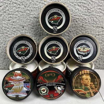 Lote De 7 Disco De Hockey Salvaje Minnesota De Colección Juego Oficial, Gaborik, Noche De Apertura Foto 1 de 4