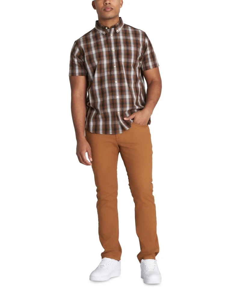 CATERPILLAR Men's Foundation Button Down Short-Sleeve Shirt Bronze Size Large - Image 1 of 1