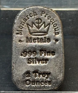 Monarch Precious Metals 2 oz Tombstone Hand-Poured .999 Silver Bar - Picture 1 of 2