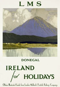 Póster de viaje R10 de colección LMS Donegal Ireland Railways reimpreso A4 - Imagen 1 de 1