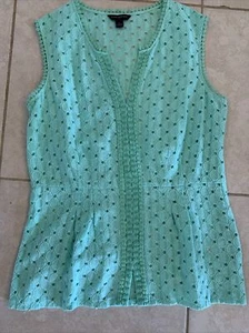 Banana Republic Women’s Sleeveless Mint Green Lace Dress Shirt Peplum Sz 8 EUC - Picture 1 of 4