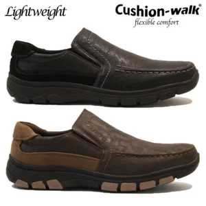 MENS WIDE FIT SLIP ON WALKING SHOES DRIVING LOAFERS MOCCASIN COMFORT CASUAL SIZE - Picture 1 of 26