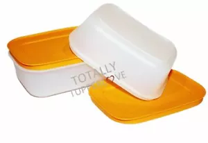 Tupperware Freezer Mates II Juego de 2 Contenedores 1.75 Tazas Naranja y Transparente NUEVO - Imagen 1 de 2