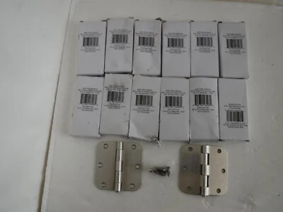 (24) Bisagras de puerta de esquina redondas de níquel satinado de 3,5" X 3,5" con radio de 5/8" con tornillos Foto 1 de 4