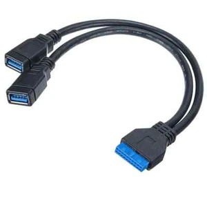 Dual Port USB 3.0 Female to Motherboard 20pin Header Cable for Front Panel 20cm - Bild 1 von 4
