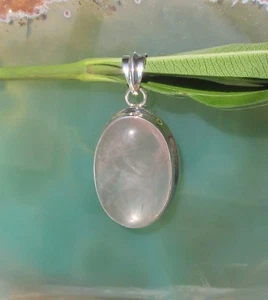 Quarzo Rosa Pietra Il Liebe Ciondolo IN Argento Sterling 925 #22 - Foto 1 di 4