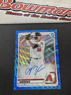 2020 Bowman Chrome Draft AJ Vukovich Blue Wave Refractor Auto RC #82/150 Dbacks - Image 1 of 2