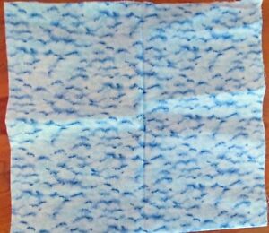 20 x 22" BLUE & WHITE COTTON FABRIC Water or Sky like design Fat Quarter; Quilt