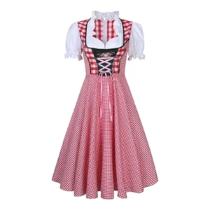 German Gingham Dirndl in Red & White Oktoberfest Bavarian Cosplay Women's XL - Picture 1 of 7