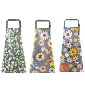 3 Pack Floral Aprons Adjustable Waterproof Kitchen Aprons for Women BBQ Grill - Picture 1 of 7