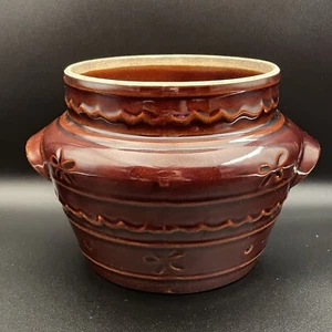 Vintage Marcrest Stoneware Oven Proof Bean Pot Without Lid Dark Brown Daisy Dot - Picture 1 of 9