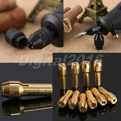 Rotary Tool Kit M8 Keyless Drill Chuck & 0.5mm-3.2mm Brass Collets 4.8mm Shank - Image 1 of 4