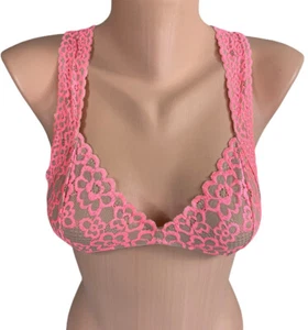 Nuevo Bralette de Encaje Intimately Free People Talla XS Copa Suave Cuello en V Rosa Neón - Imagen 1 de 4