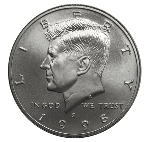 1998 -S Matte Finish Silver Kennedy BU 50c Half dollar, Special Realease Cover