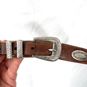 Vintage Canterbury Leder Gürtel Western Concho Braun Boho Southwestern 40 42 - Bild 1 von 13
