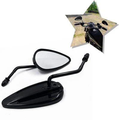 Espejo retrovisor negro 8 mm H-D lágrima para Harley Davidson Sportster Low Glide Softail Foto 1 de 4