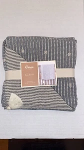 Crane Baby Blanket Striped Woven Cotton Baby Blanket Neutral Decor 30x40 - Picture 1 of 5