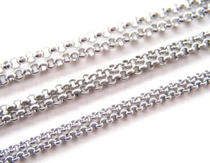 Edelstahl Schmuckkette Kreuzkette Rolokette Miederkette 100cm 3 Größen Meterware - Bild 1 von 1