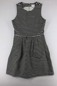 J. Crew Womens Dress Small Sleeveless Aline Dress Black White Stripe Knit NEW - Picture 1 of 7
