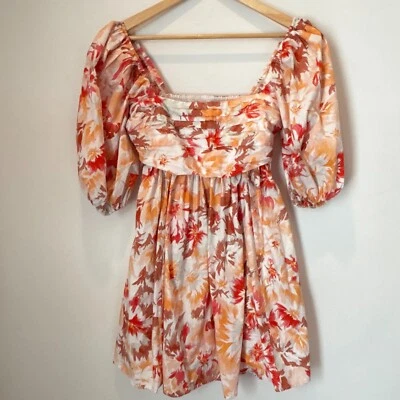 Mini Vestido Floral Abercrombie & Fitch Emerson Popelina Manga Abullonada Talla Pequeña L49 Foto 1 de 4
