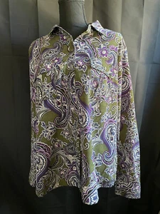 Camisa boho CROFT & BARROW para mujer de cachemira XL marrón púrpura azul manga larga - Imagen 1 de 4