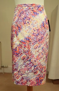 Pure Collection Size UK 14 40 Stretch Cotton Straight Pencil Skirt Summer Lined - Picture 1 of 9