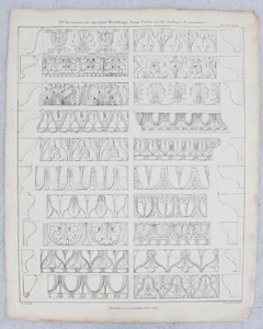 Antique Enriched Moulding Specimens L N Cottingham 1824 Architectural Print - Picture 1 of 2