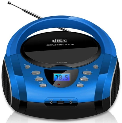 Tragbare Boombox Kinder CD-Radio Kompaktanlage CD-Player Kinder Radio Blau  - Bild 1 von 3