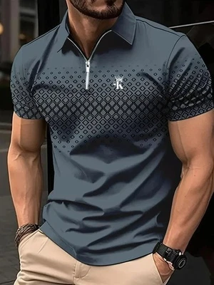 Men’s Business Golf Polo Shirt Casual Summer Short Sleeve Outdoor Casual Gift - Image 1 of 4