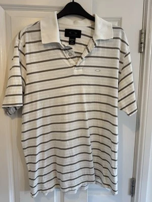 Mens Golf Top Golf Polo Shirt Short Sleeve Top Beige Brown Mix Reg Fit OAKLEY M - Image 1 of 4