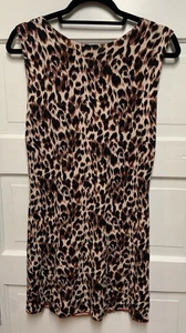 Zara Collection Animal Print Dress Leopard Brown Size L - Picture 1 of 5