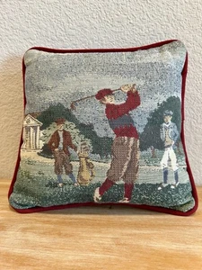 Riverdale Decorative Tapestry Throw Pillow Golf Golfing Small 7x7 Vintage USA - Picture 1 of 3