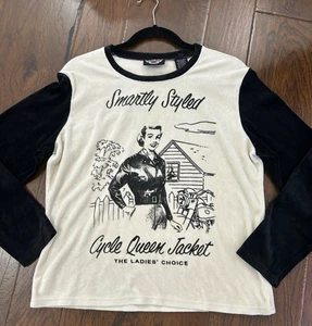 Vintage Harley Davidson Smartly Styled Women Y2K Biker Graphic Printed Fleece XL - Picture 1 of 8