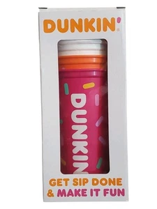 Dunkin Reusable Plastic Cups Pack Of 3 White Pink Orange Donut Sprinkles Coffee - Picture 1 of 3