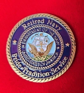 US Navy Retired Navy Challenge Coin Eagle And Navy Logo  - Bild 1 von 3