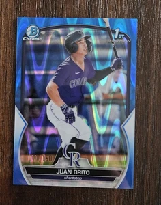 2023 Bowman Chrome Prospects Juan Brito Blue Wave Refractor #/150 Rockies - Picture 1 of 2