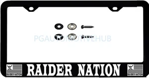 Marco de matrícula negro acero inoxidable letras de vinilo PARA RAIDER NATION nar - Imagen 1 de 3