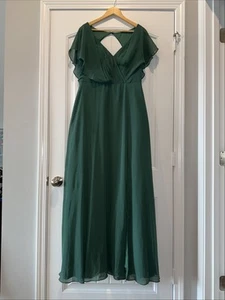 Azazie Chanel Bridesmaid Dress, Green, Women 14, Dress Liner Under - Picture 1 of 12