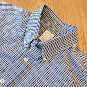 Brooks Brothers Button Up Hemd Herren mittelblau kariert Kurzarm Supima - Bild 1 von 11
