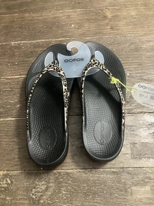 Oofos Oolala Cushioned Recovery Sandals Size 11 Women Color Black Leopard New! - Picture 1 of 8