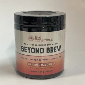 Live Conscious Beyond Brew Caramelo Macchiato Champiñón Café Exp5/2027 6 OZ - Imagen 1 de 4