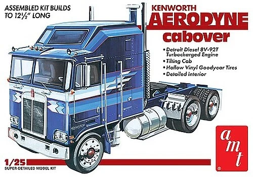 Cabina de tractor AMT Kenworth Aerodyne Cabover - Kit de camión modelo de plástico - 1/25 Foto 1 de 1