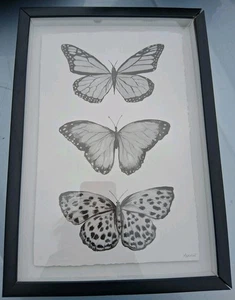 Marmont Hill Butterfly Trio Framed Shadow Box Art Print 13.5x9.5 - Picture 1 of 5