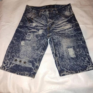 Road Narrows Girls Shorts Distressed Metal Stars Acid Wash Size 14 Or 28 Waist - Picture 1 of 15