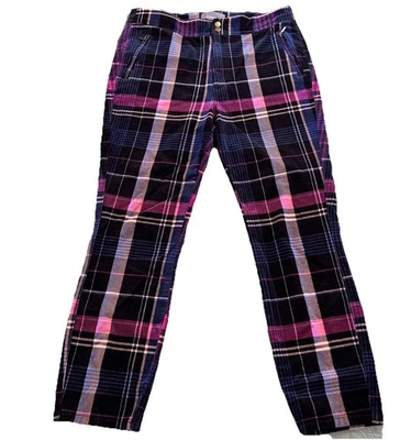 Pantalones ajustados de pana Anthropologie talla 32 Alicia a cuadros negro rosa gótico punk Foto 1 de 4