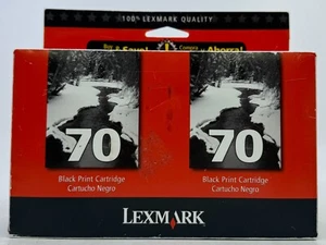 GENUINE Lexmark 70 Black Ink Cartridge (2) Twin Pack NEW SEALED 12A1970 Compaq - Picture 1 of 5