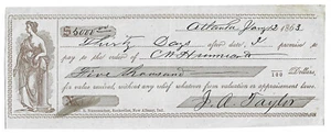 RARE! CONFEDERATE 1863 $5,000 ATLANTA NOTE - Picture 1 of 2